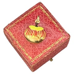 Vintage 9ct Yellow Gold, Red and Yellow Enamel Apple Pendant Charm