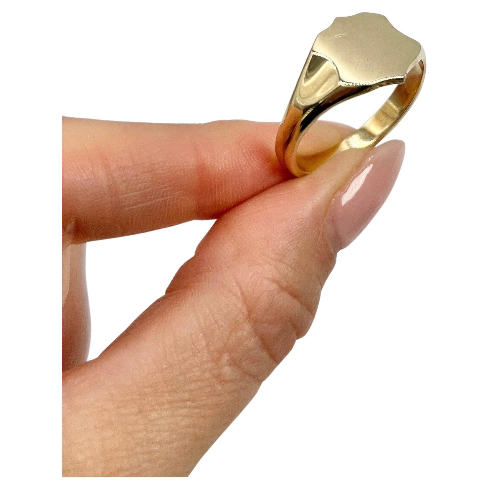 Vintage 9ct Gelbgold, Schild geformt Siegelring, Hallmark London 1963