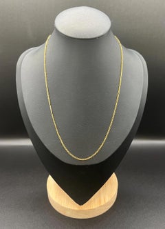 Vintage 9ct Yellow Gold Stamped, 1980s 16 1/4 Inch Figaro Link Chain Necklace