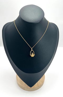 Vintage 9ct Yellow Gold Stamped, 1980s Cat in a Basket Charm, Cat Pendant