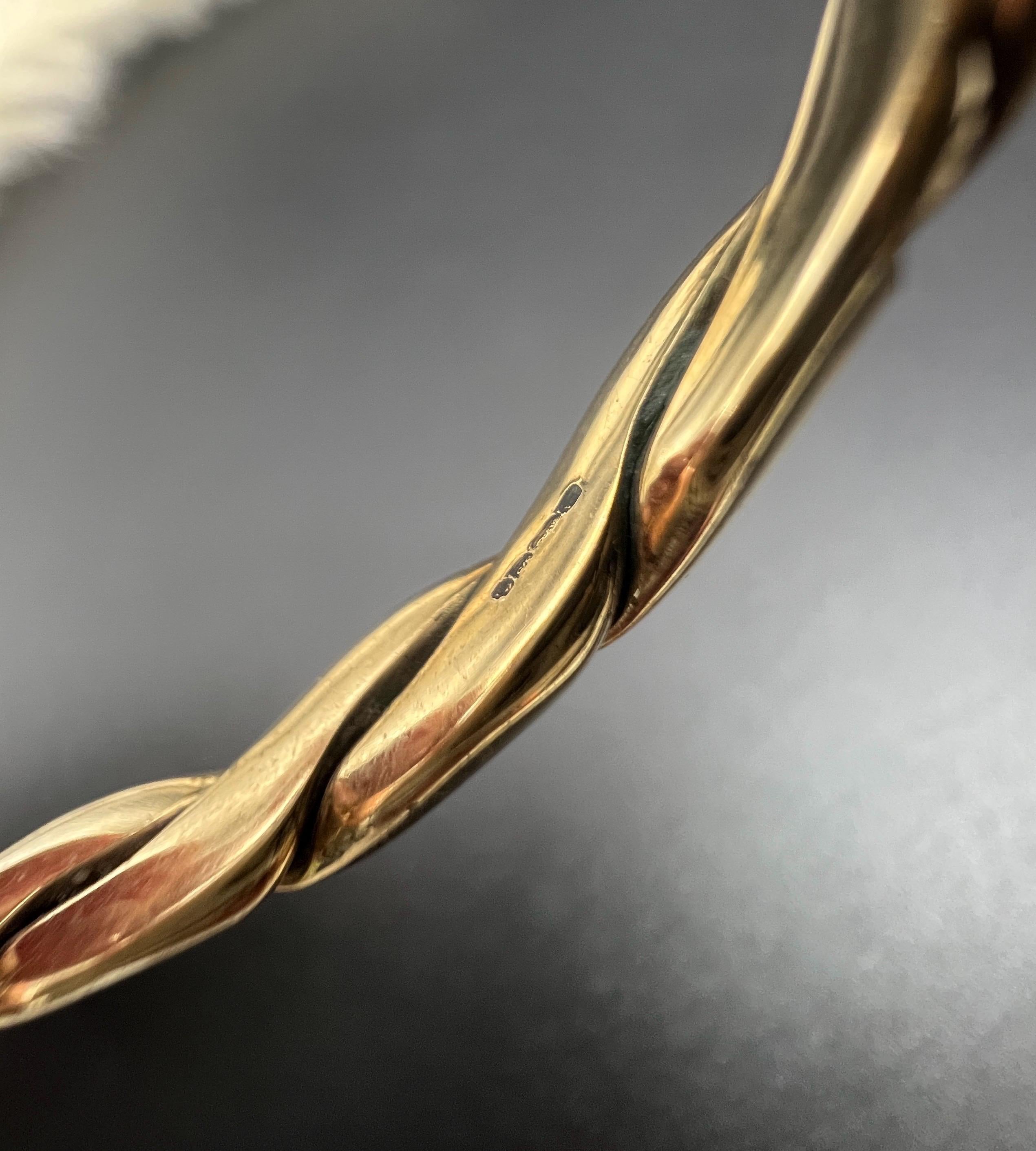 Vintage 9ct Yellow Gold Stamped, 1980s Fancy Twisted Torque Bangle 5