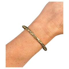Vintage 9ct Yellow Gold Stamped, 1980s Fancy Twisted Torque Bangle