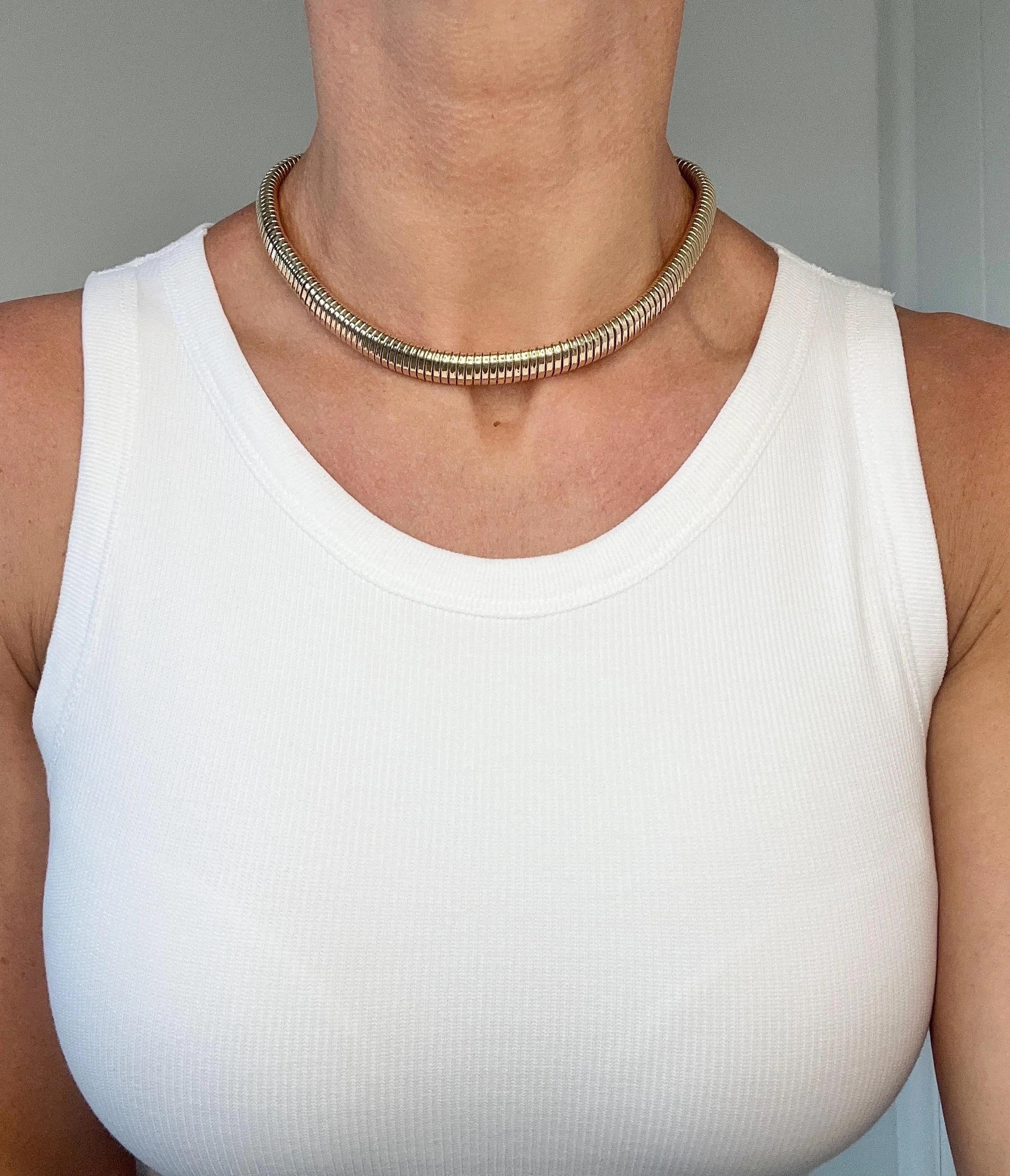 Collana d'epoca in oro giallo 9ct, Tubogas, con marchio Londra 1947 in vendita 6