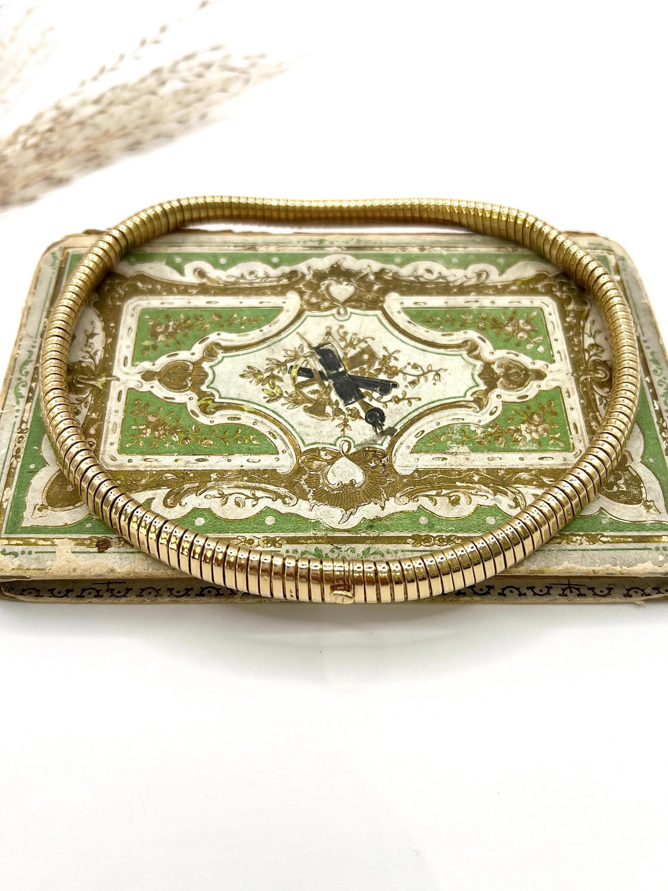 Collana d'epoca in oro giallo 9ct, Tubogas, con marchio Londra 1947 in vendita 3
