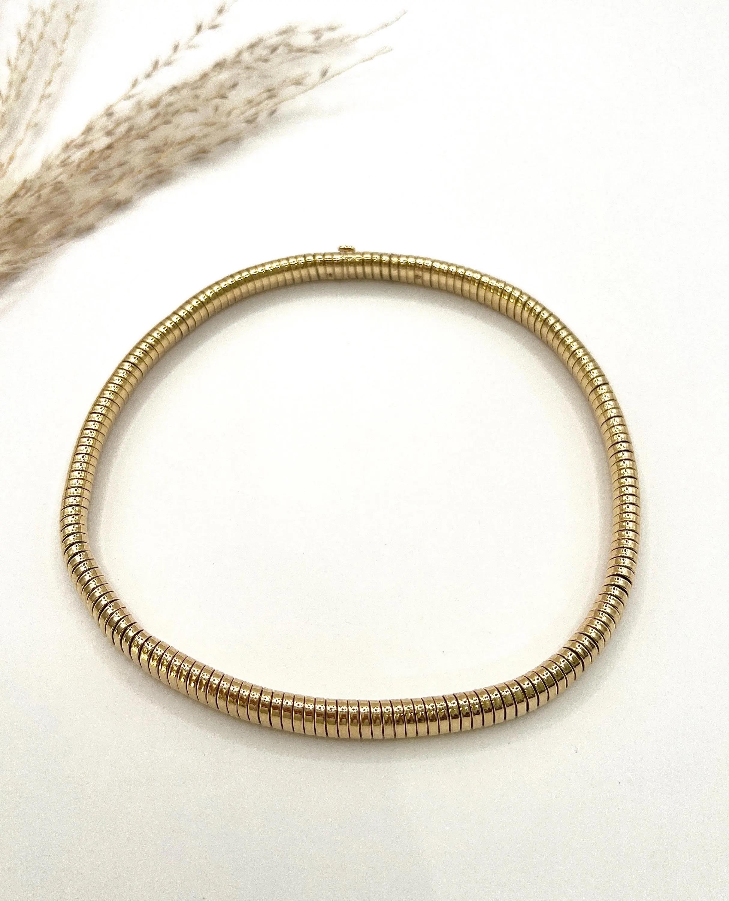 Collana d'epoca in oro giallo 9ct, Tubogas, con marchio Londra 1947 in vendita 4