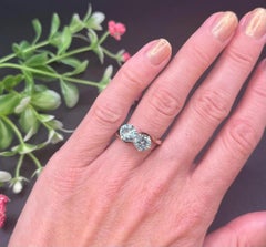 Vintage 9ct Yellow Gold, Two Stone Zircon Crossover Ring