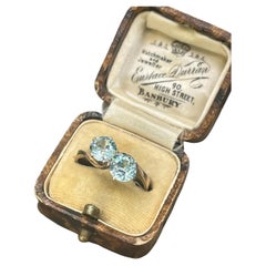Vintage 9ct Yellow Gold, Two Stone Zircon Crossover Ring