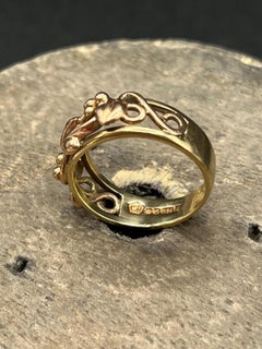 Vintage 9ct Yellow & Rose Gold Welsh Dragon Stamped Band Ring, Hallmarked 1992