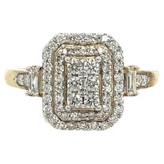 Vintage 9ct Gelb & Weißgold Diamant-Cluster-Ring mit 0,63ct Diamanten gesetzt