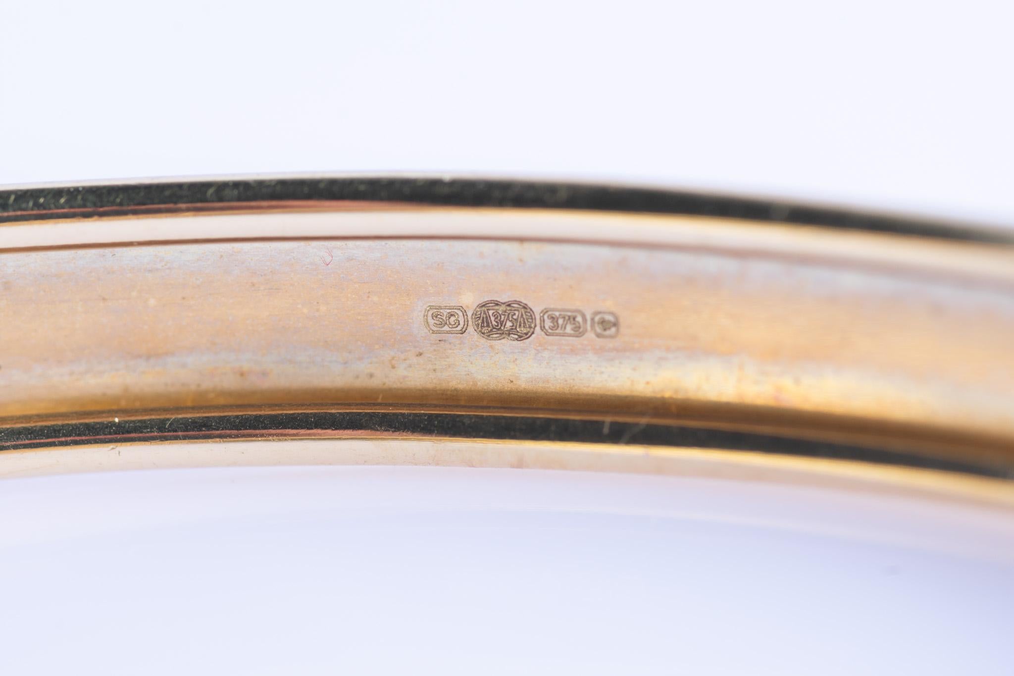 De las mujeres Brazalete grabado vintage de oro amarillo y blanco de 9 ct en venta