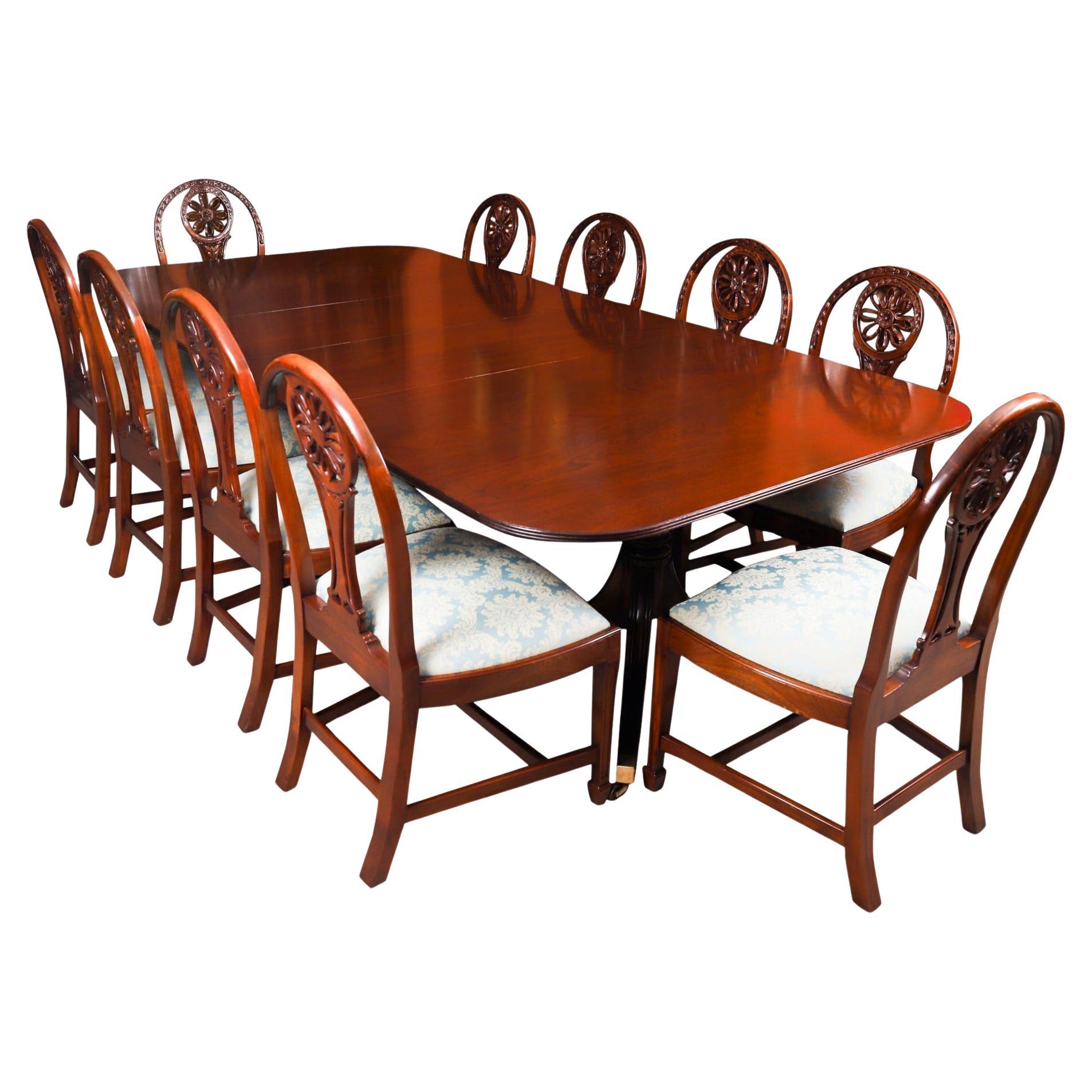 Vintage 9ft Dining Table by William Tillman & 10 Dining Chairs 20th Century
