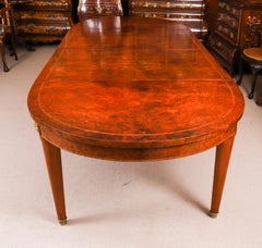 Vintage 9ft French Empire Revival Burr Walnut Dining Table 20th Century