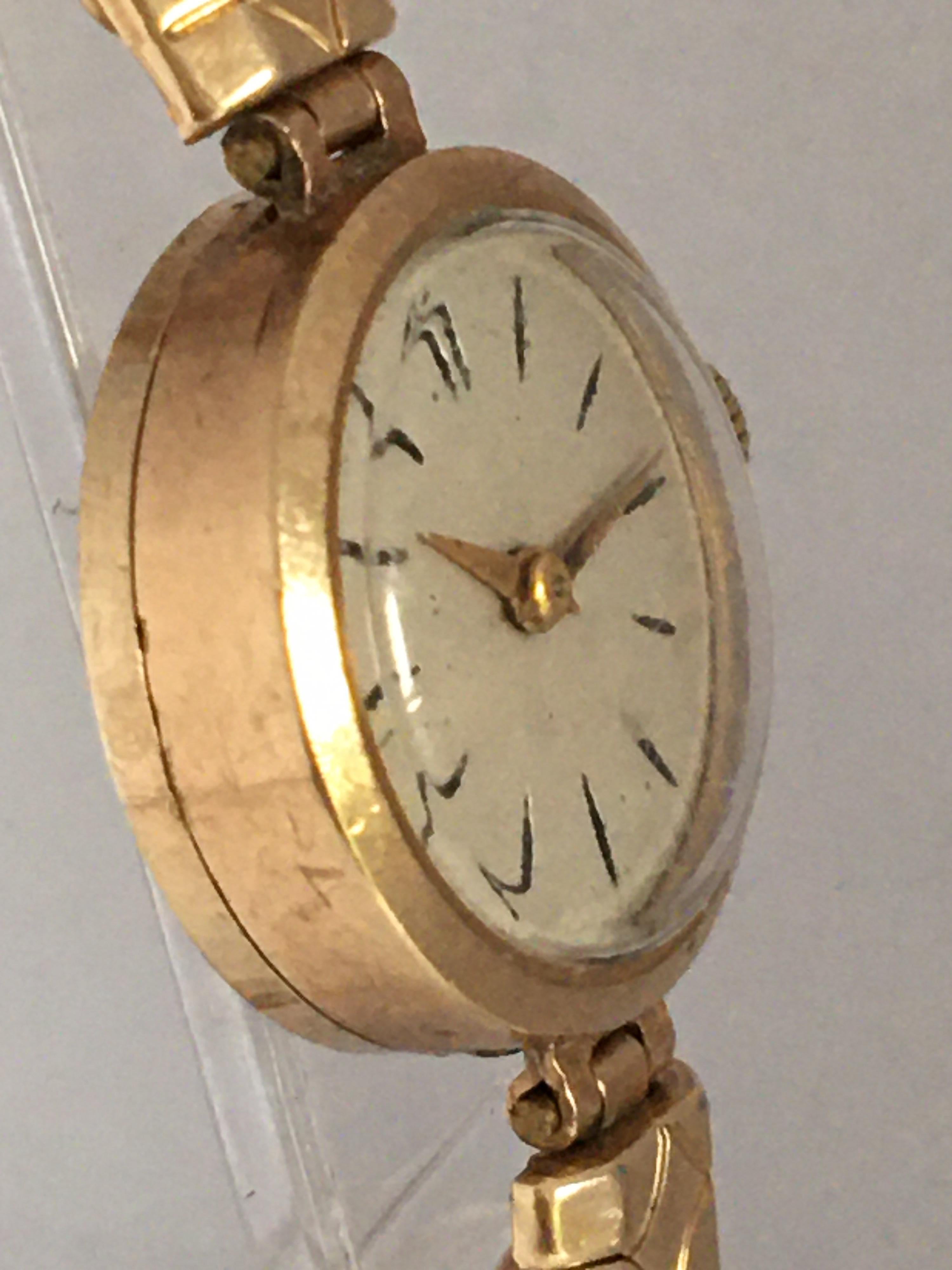 Vintage 9 Karat Gold and Rolled Gold Strap Ladies Mechanical Watch 4