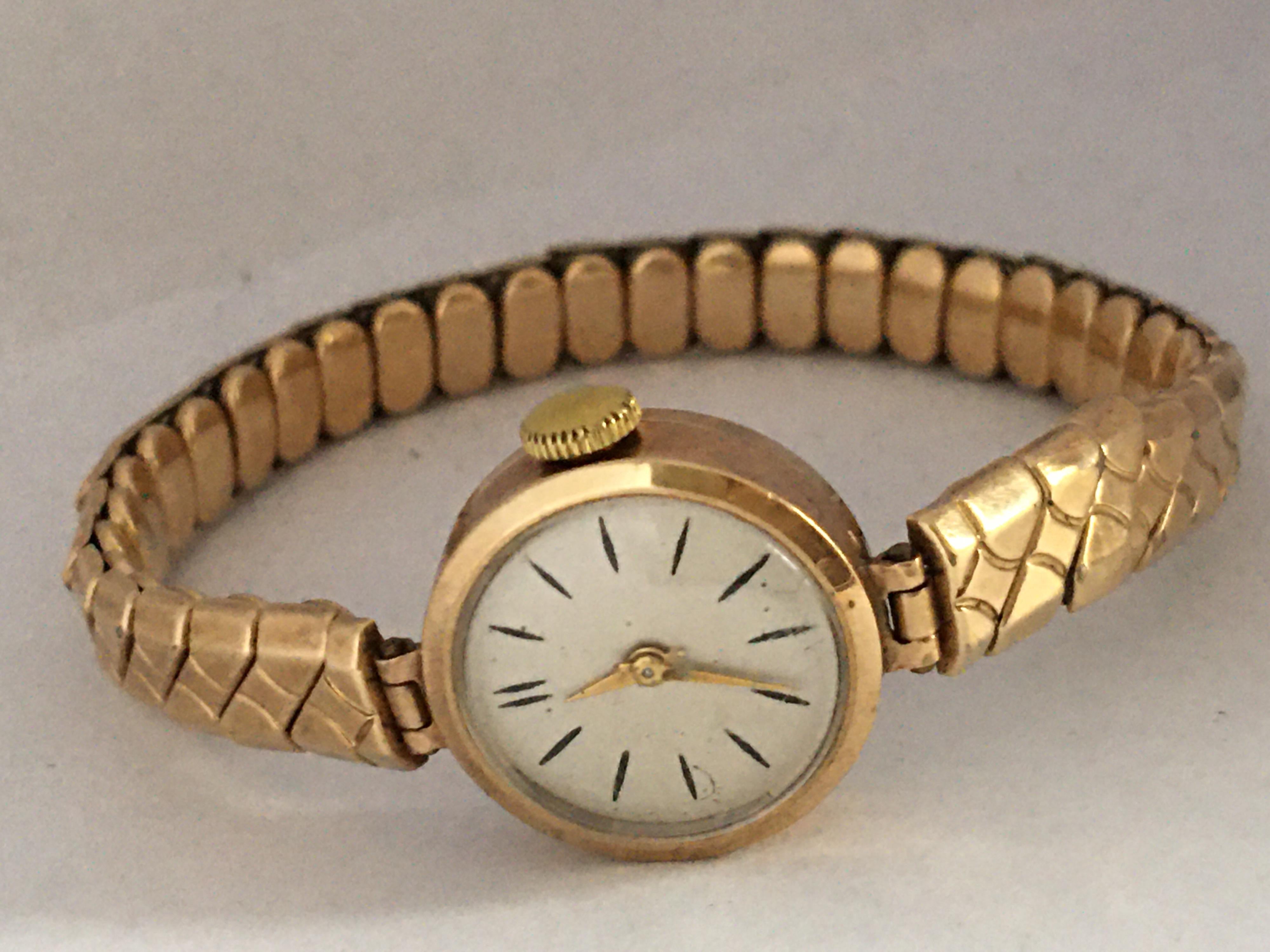 Vintage 9 Karat Gold and Rolled Gold Strap Ladies Mechanical Watch 8