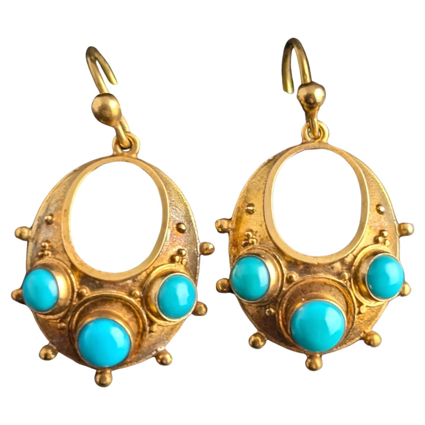 Antique gold and turquoise earrings discount