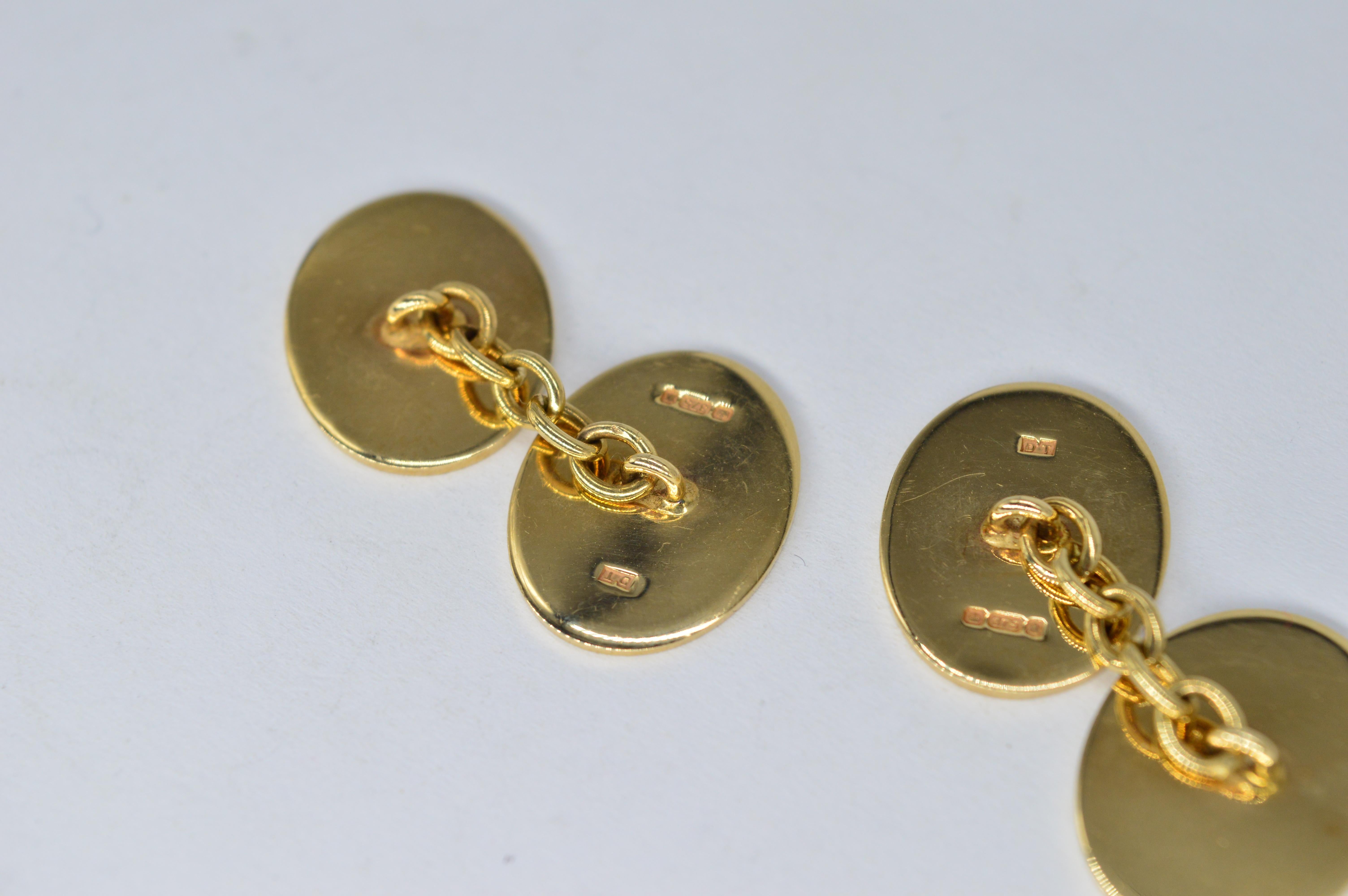 Vintage 9k Gold Aspinal of London Engravable Art Deco Luxury Statement Cufflinks For Sale 1