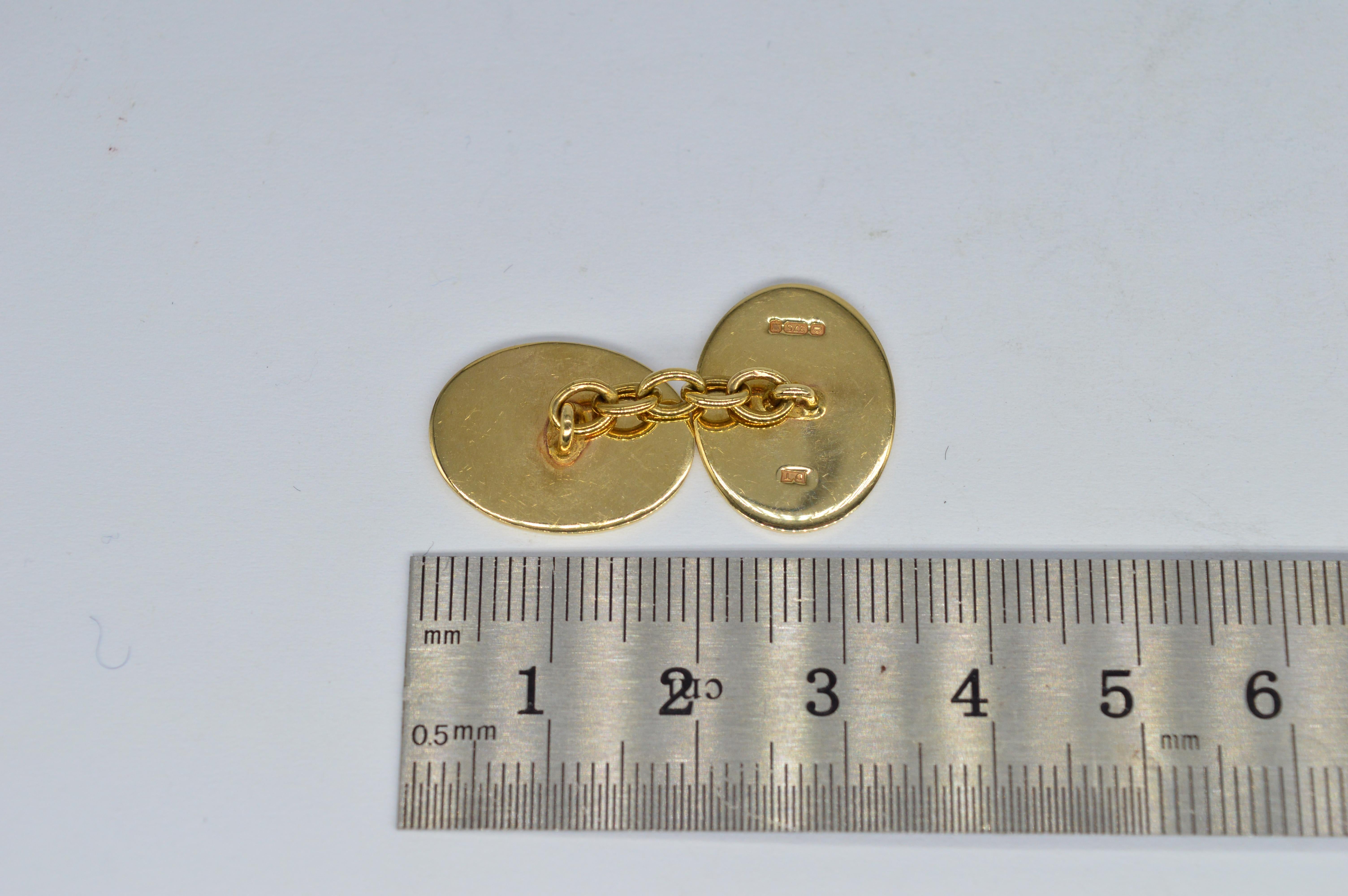 Vintage 9k Gold Aspinal of London Engravable Art Deco Luxury Statement Cufflinks For Sale 2