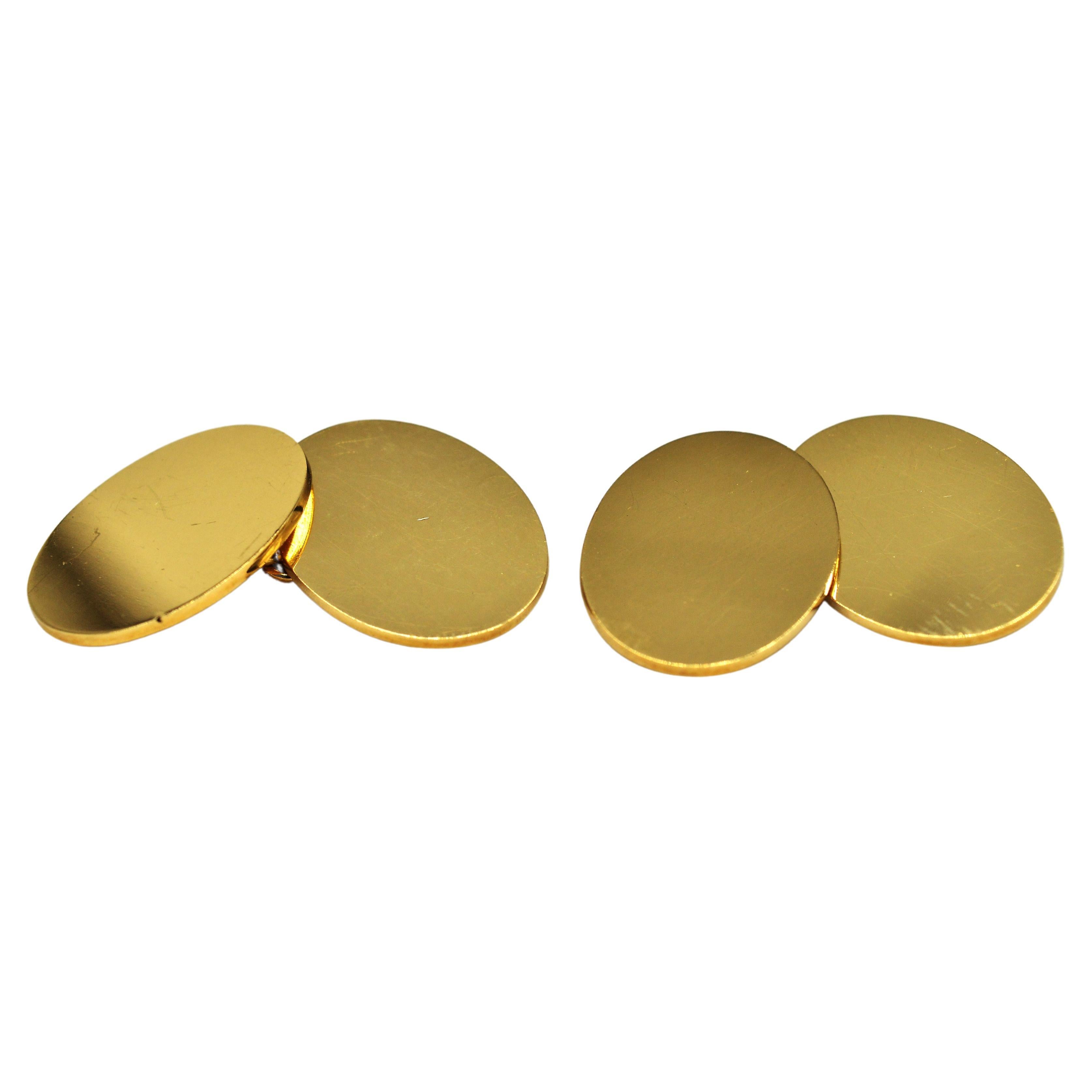 Vintage 9k Gold Aspinal of London Engravable Art Deco Luxury Statement Cufflinks For Sale