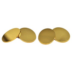 Gemelos de lujo vintage Aspinal of London de oro de 9 quilates grabables de estilo Art Déco