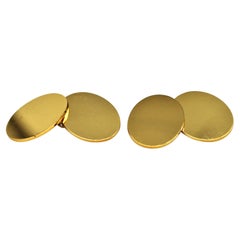 Vintage 9k Gold Aspinal of London Engravable Art Deco Luxury Statement Cufflinks