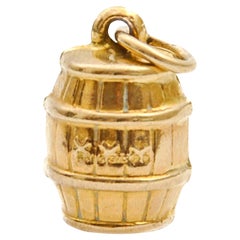 Vintage 9K Gold Barrel Charm Pendant