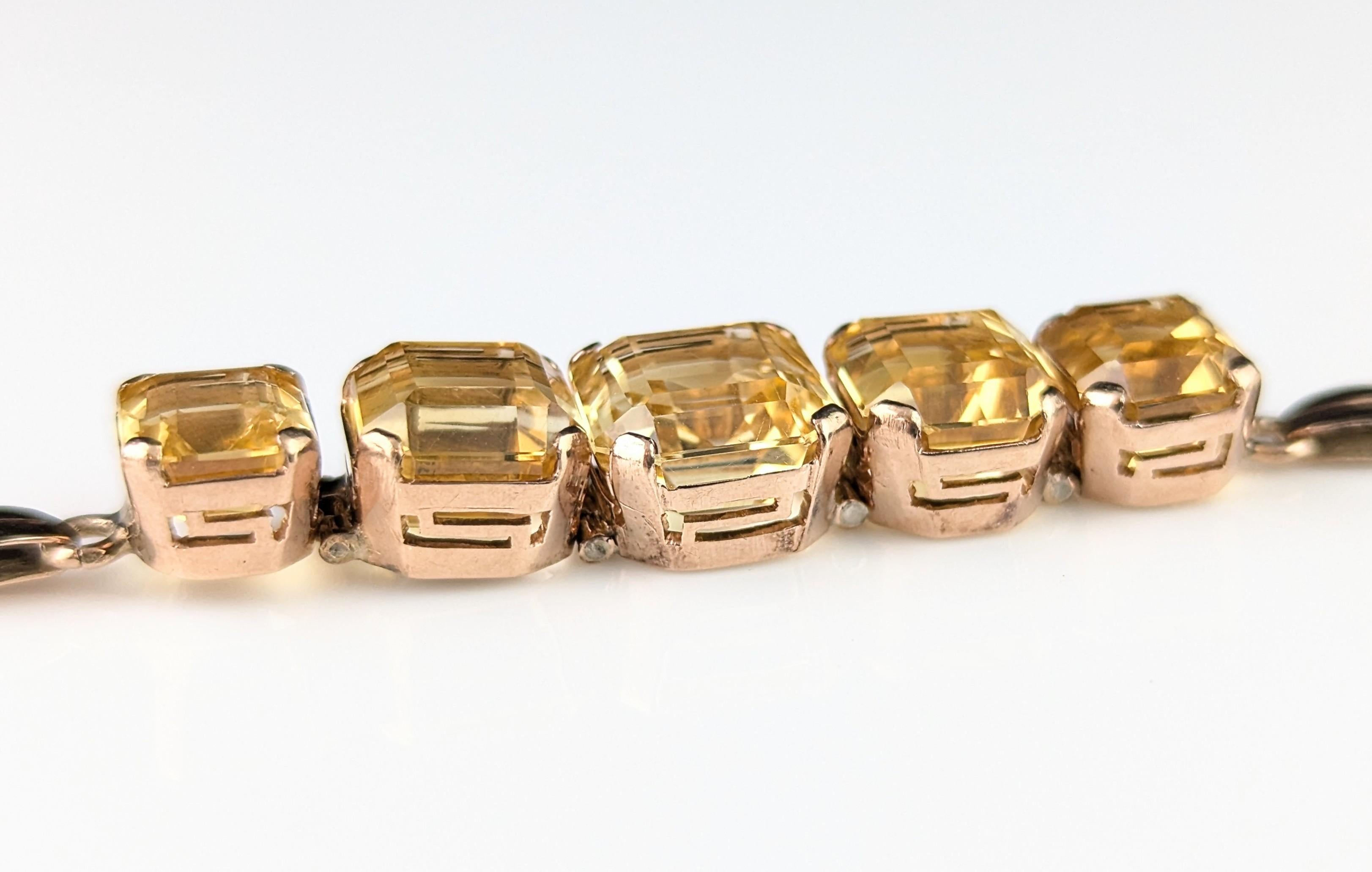 Bracelet vintage en or 9k Citrine, lien fantaisie en vente 4