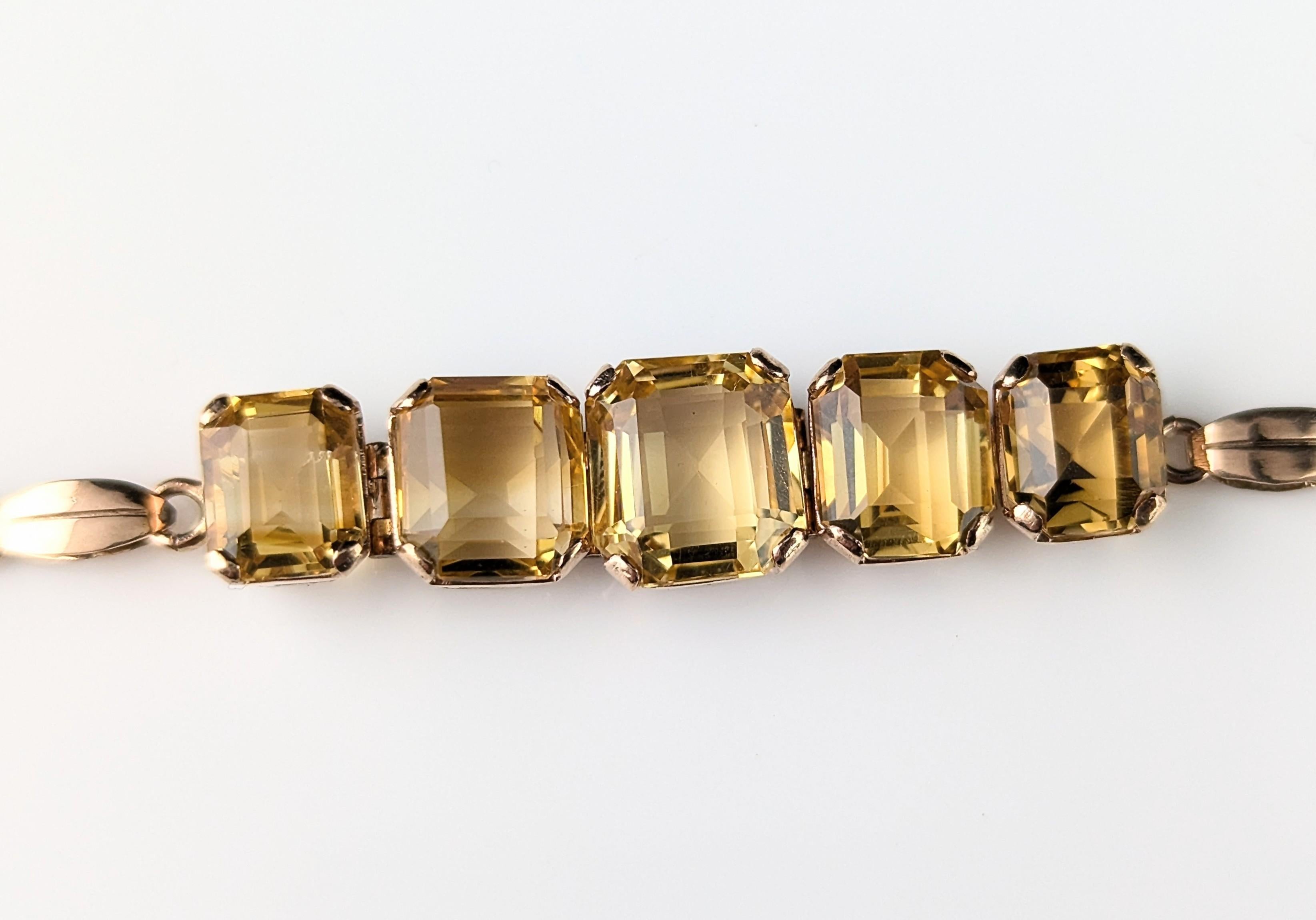 Bracelet vintage en or 9k Citrine, lien fantaisie en vente 5