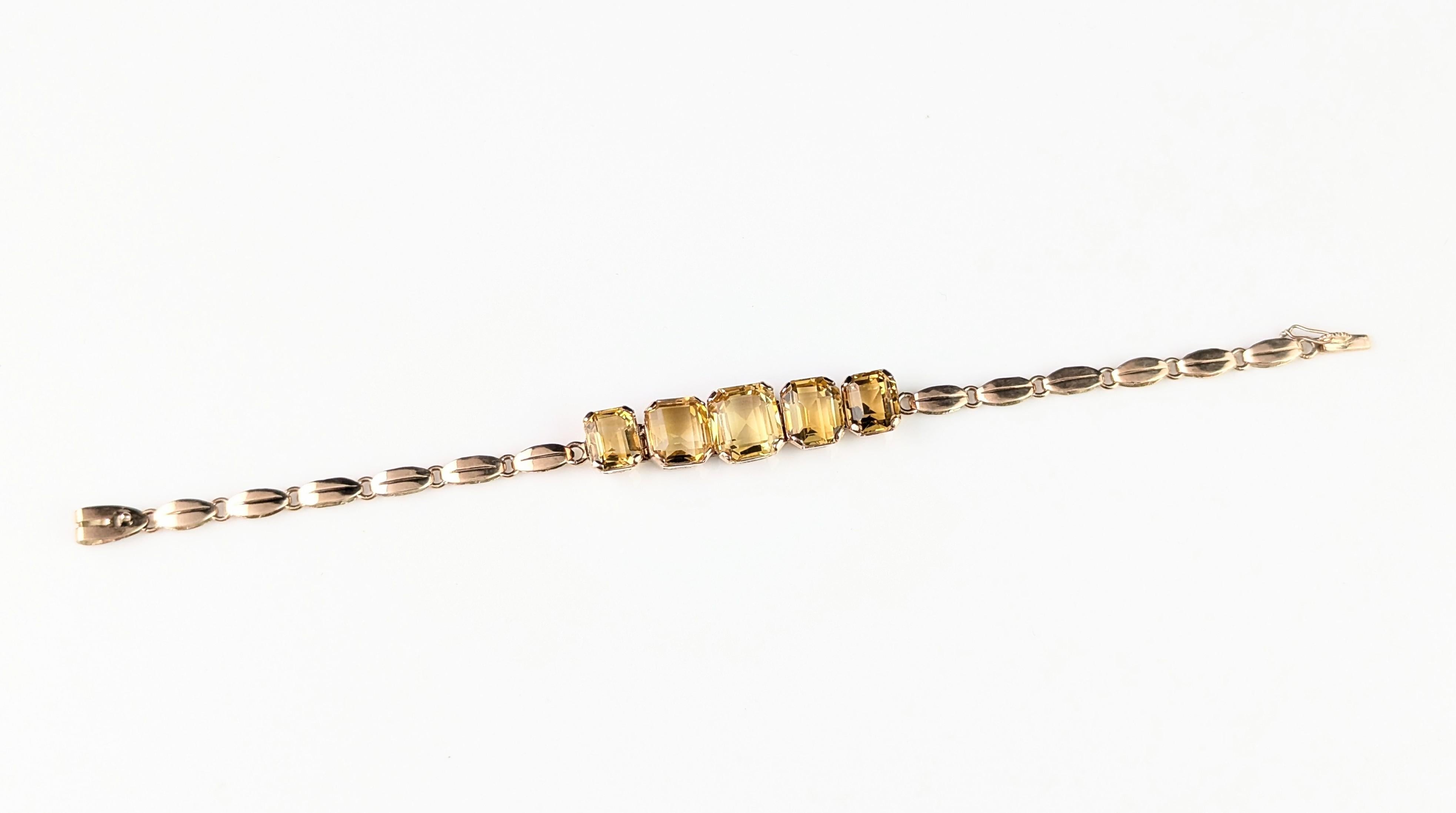Bracelet vintage en or 9k Citrine, lien fantaisie en vente 6