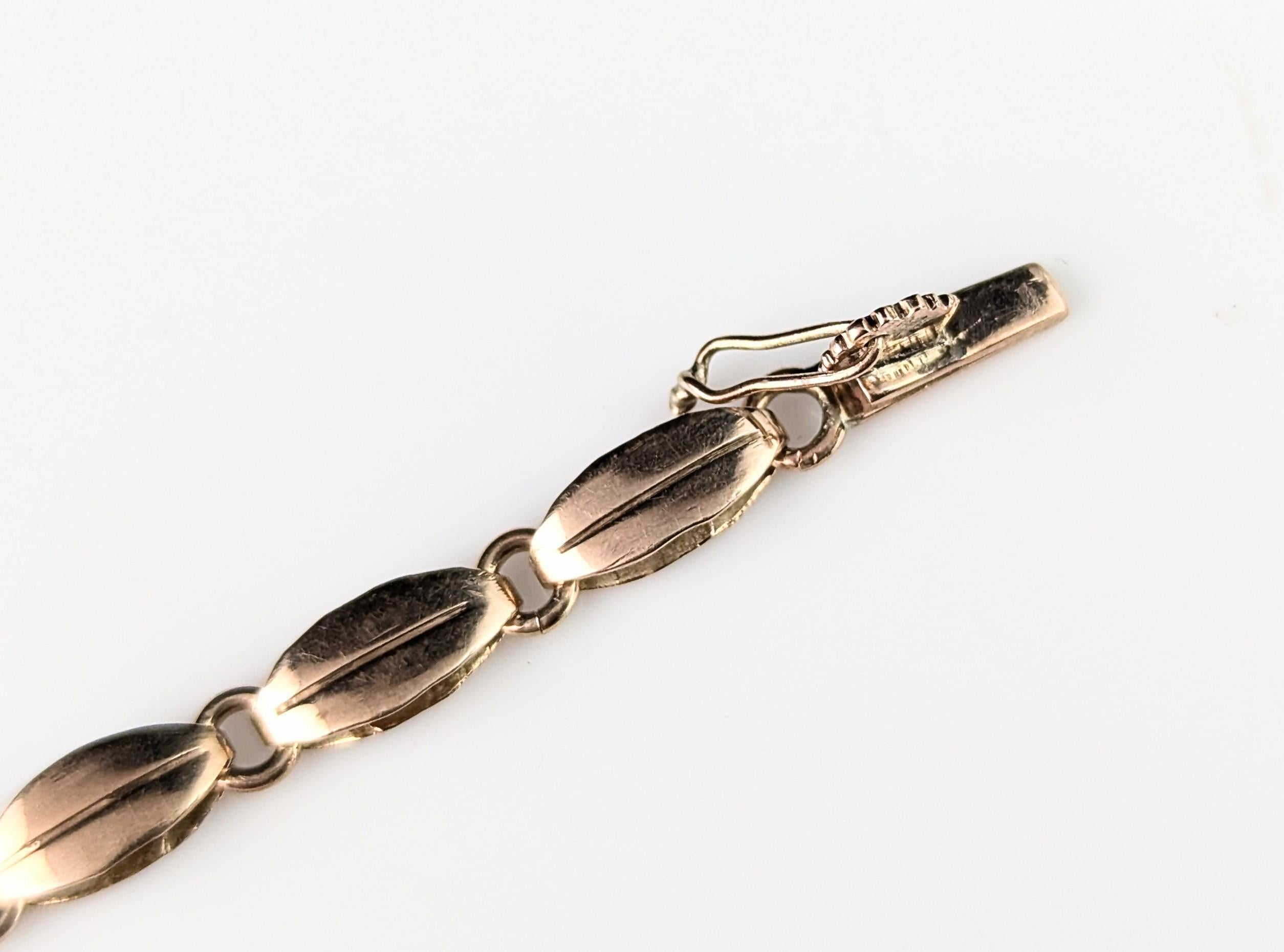 Bracelet vintage en or 9k Citrine, lien fantaisie en vente 9