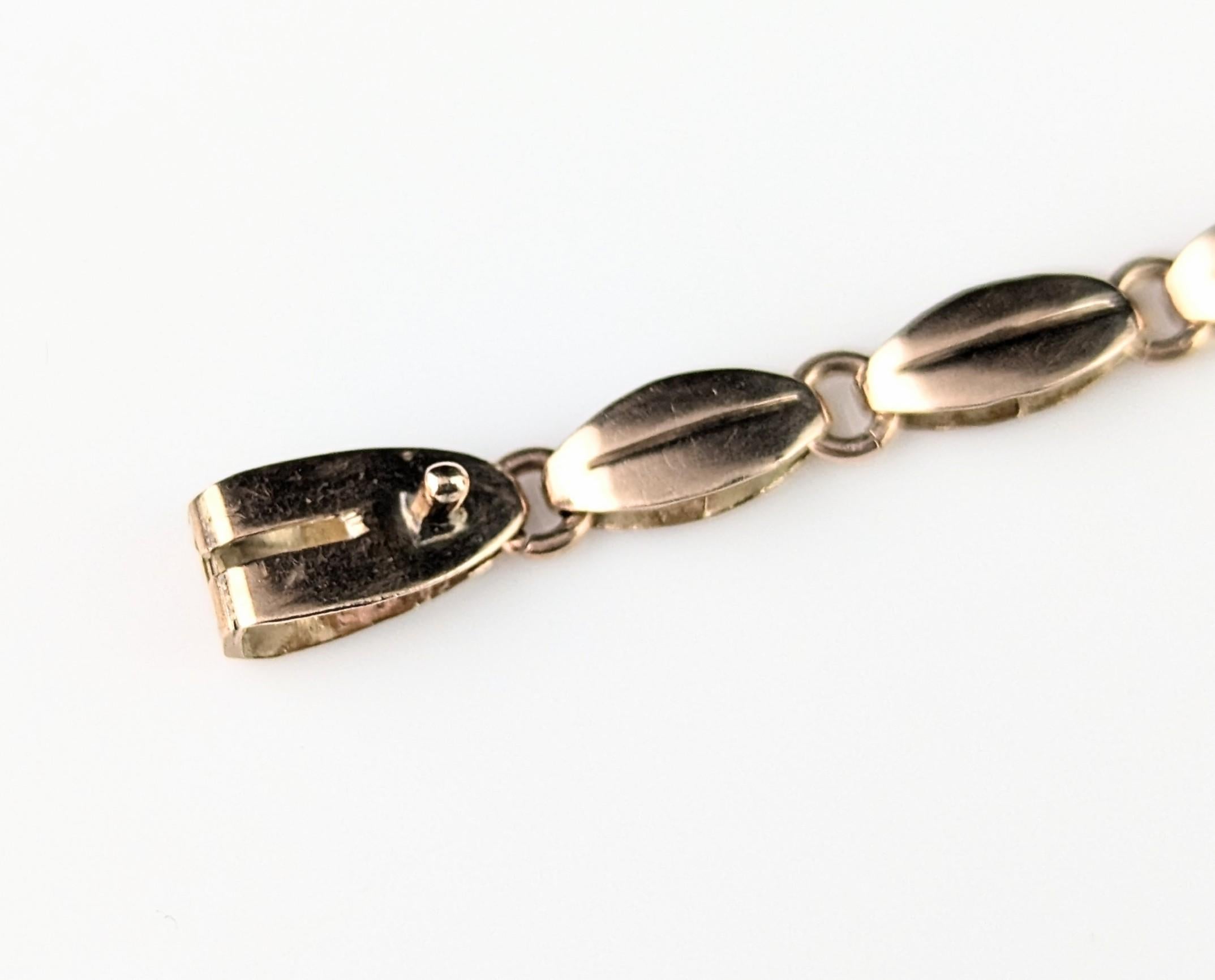 Bracelet vintage en or 9k Citrine, lien fantaisie en vente 10