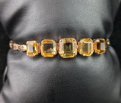 Vintage 9k gold Citrine bracelet, fancy link