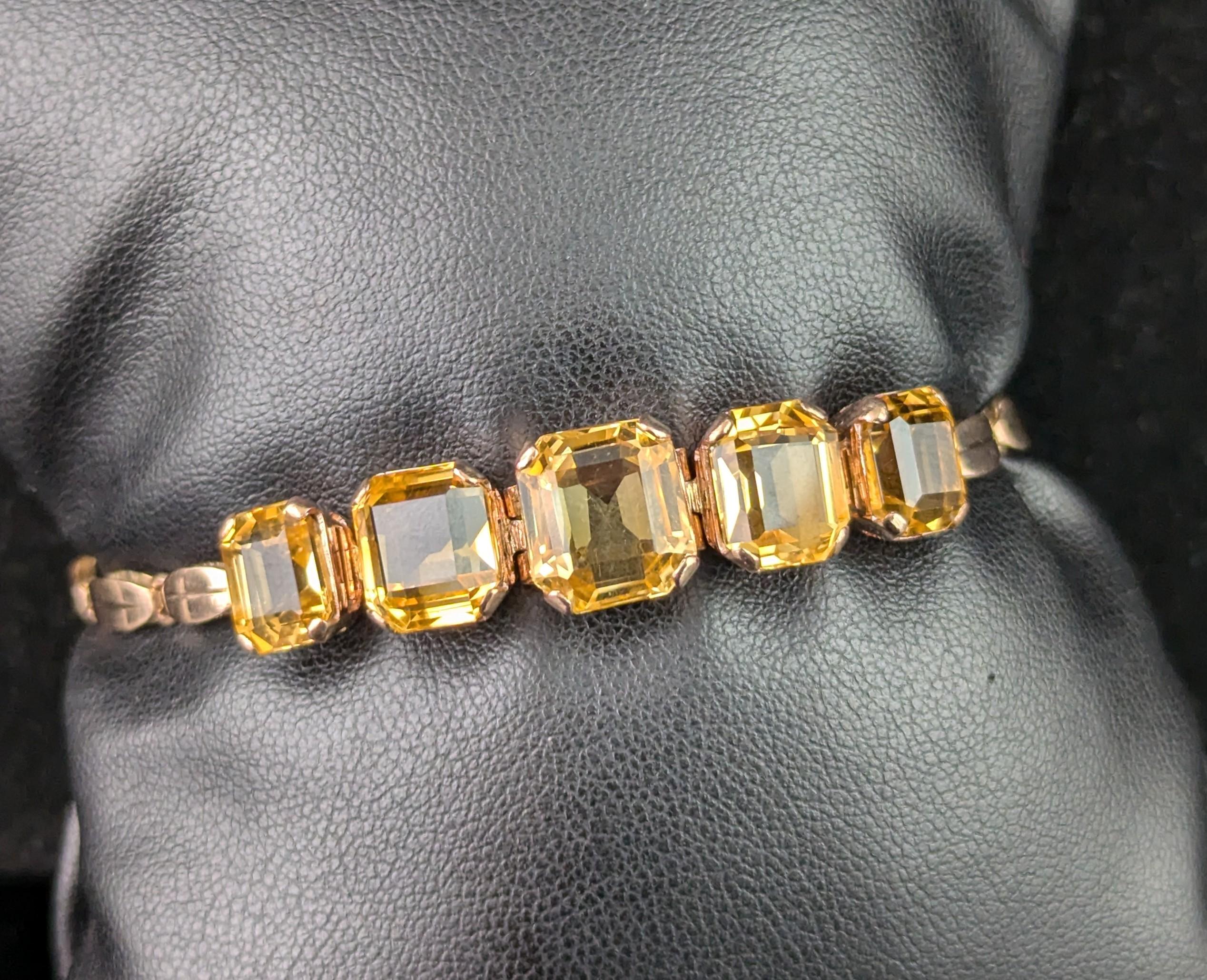 Bracelet vintage en or 9k Citrine, lien fantaisie Bon état - En vente à NEWARK, GB