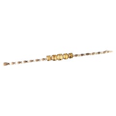 Antique 9k gold Citrine bracelet, fancy link