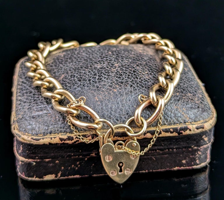 Antique Victorian 9 Karat Yellow Gold Heart Lock Bracelet at 1stDibs   vintage heart locket bracelet, vintage gold heart bracelet, heart padlock  bracelet