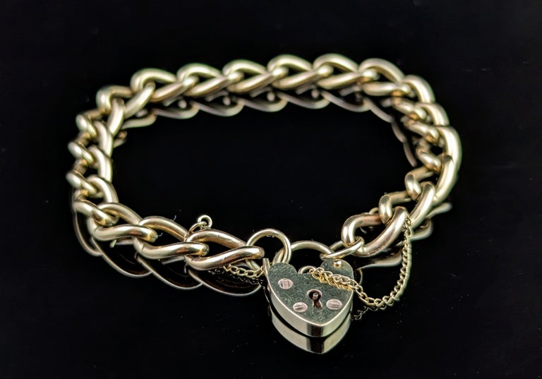 Victorian 9k Yellow Gold Heart Locket Clasp Bracelet - Sindur Style