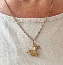 Vintage 9K Gold Dancing Ballerina Charm Pendant