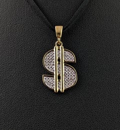 Vintage 9k gold Diamond Dollar sign pendant