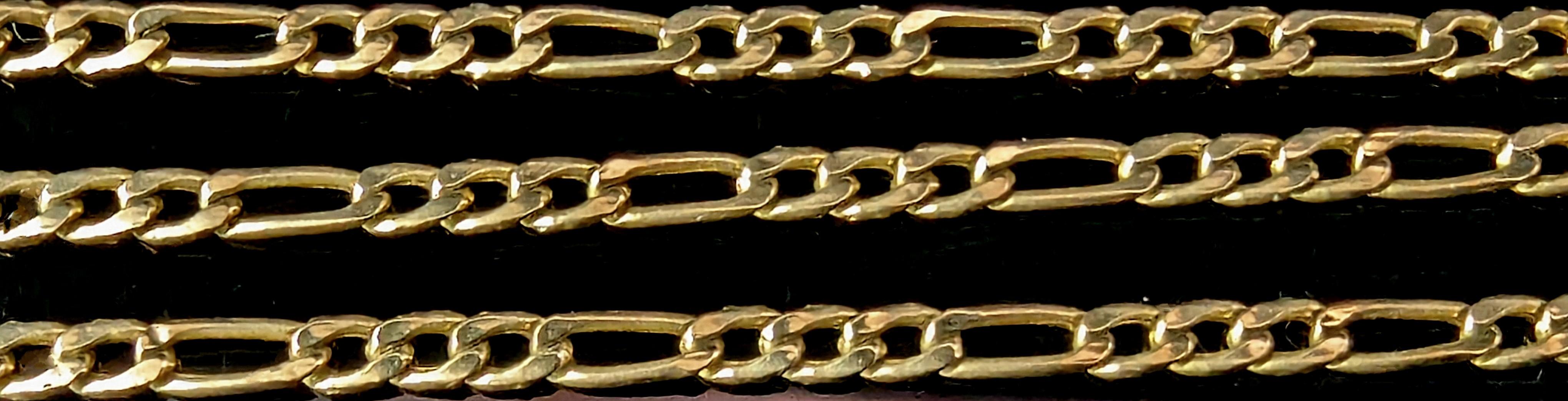 Vintage 9k gold Figaro link chain necklace  For Sale 3