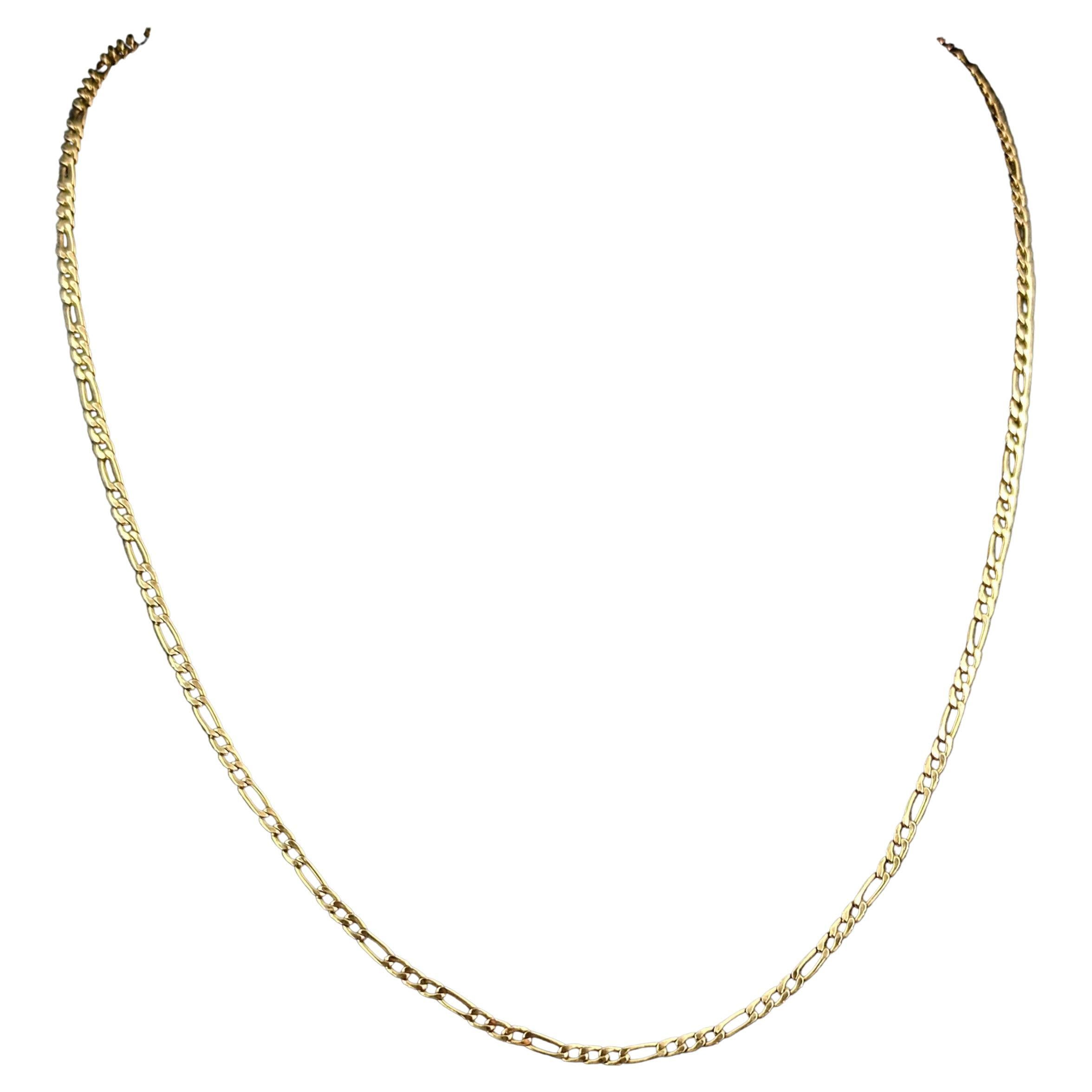 Vintage 9k gold Figaro link chain necklace  For Sale