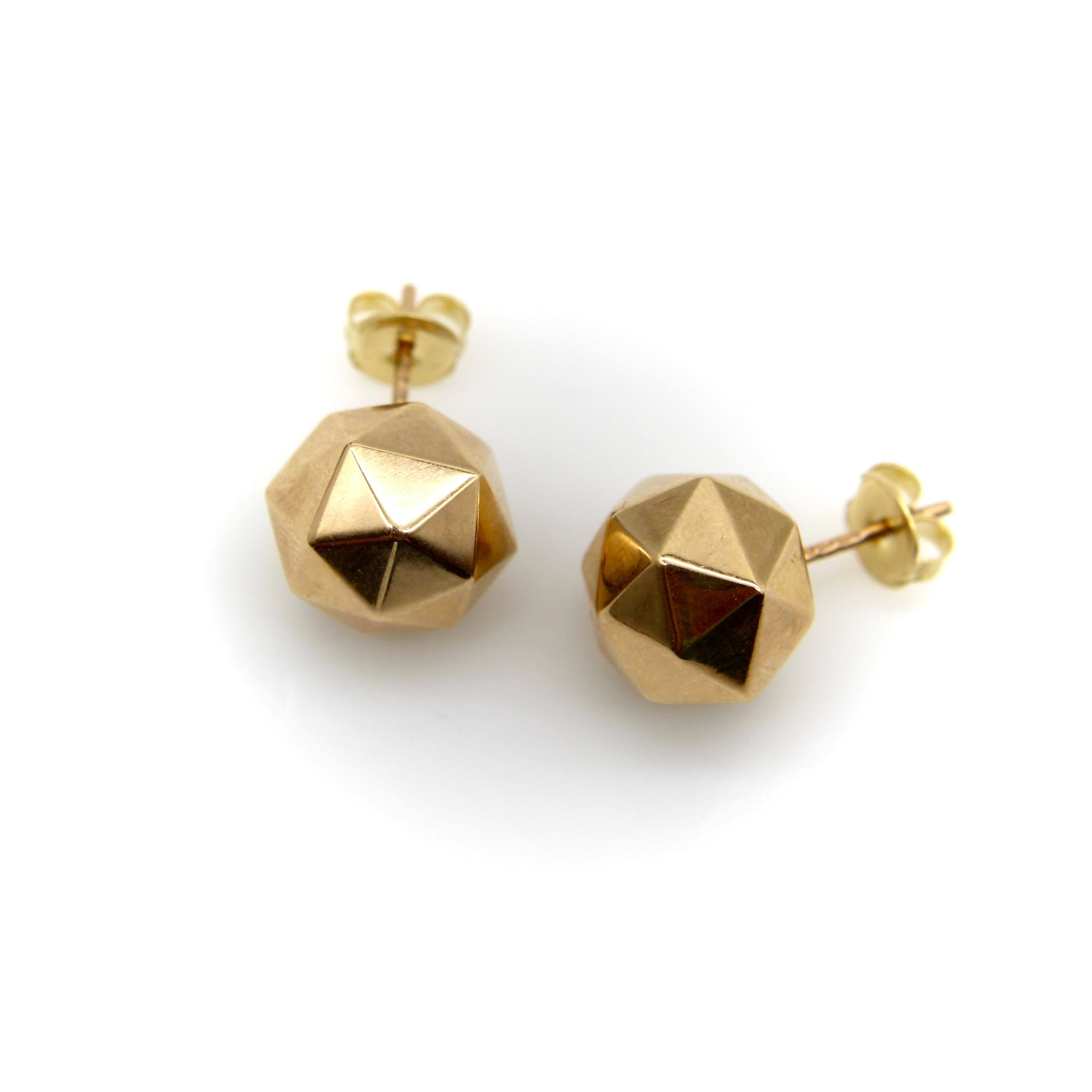 Vintage 9K Gold Geodätische Kuppel Ohrringe im Zustand „Gut“ im Angebot in Venice, CA