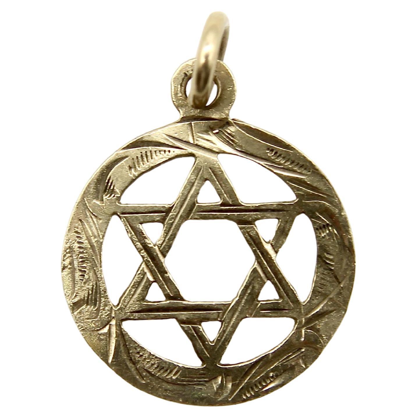 Vintage 9K Gold Hand Engraved Star of David (Étoile de David)