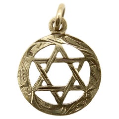 Vintage 9K Gold Hand Engraved Star of David