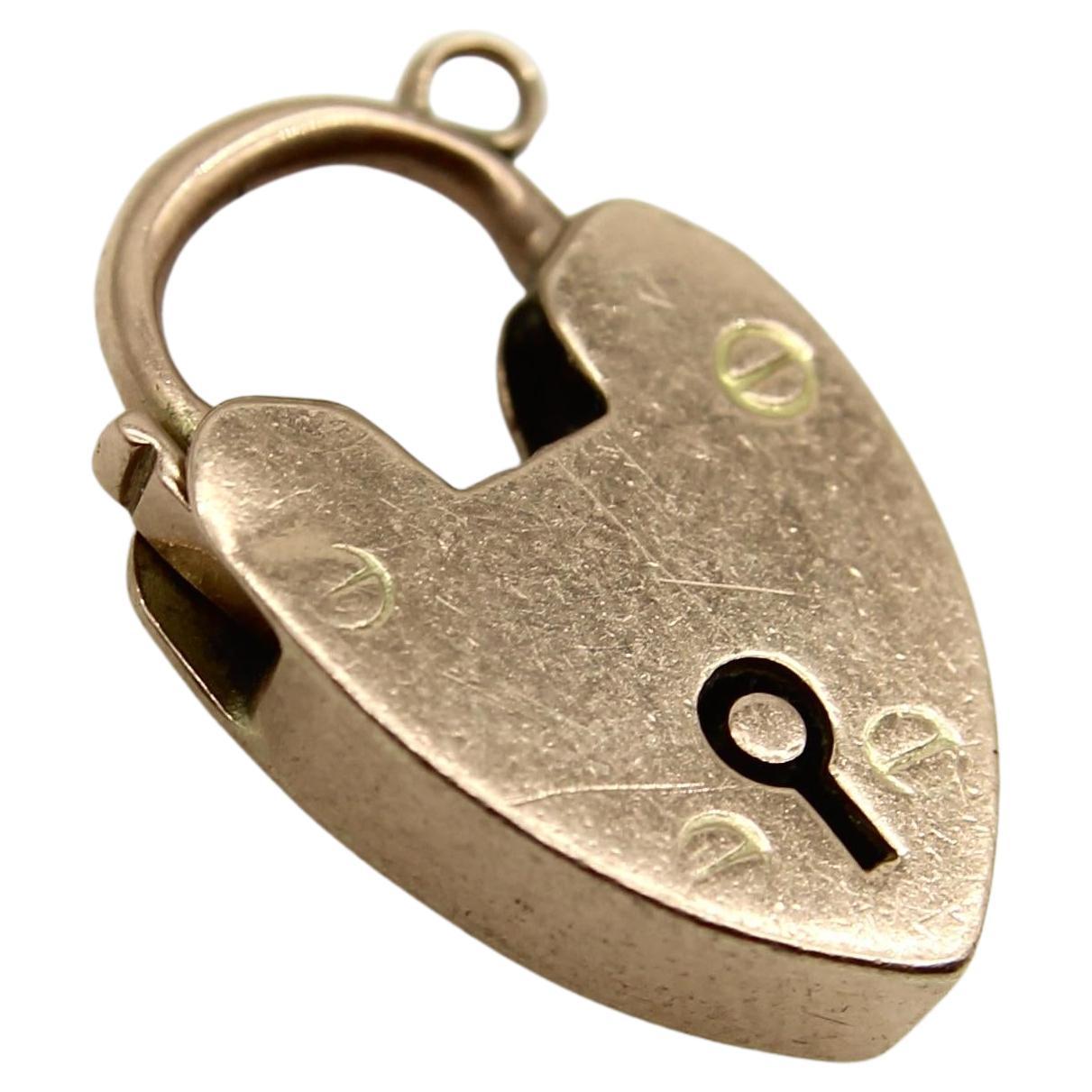 Vintage 9K Gold Heart Padlock Charm