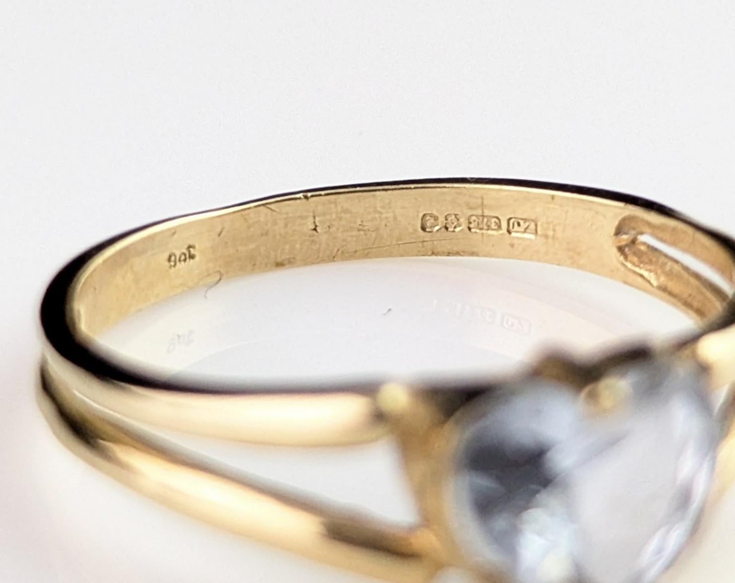 Vintage 9k gold heart ring, blue paste For Sale 8
