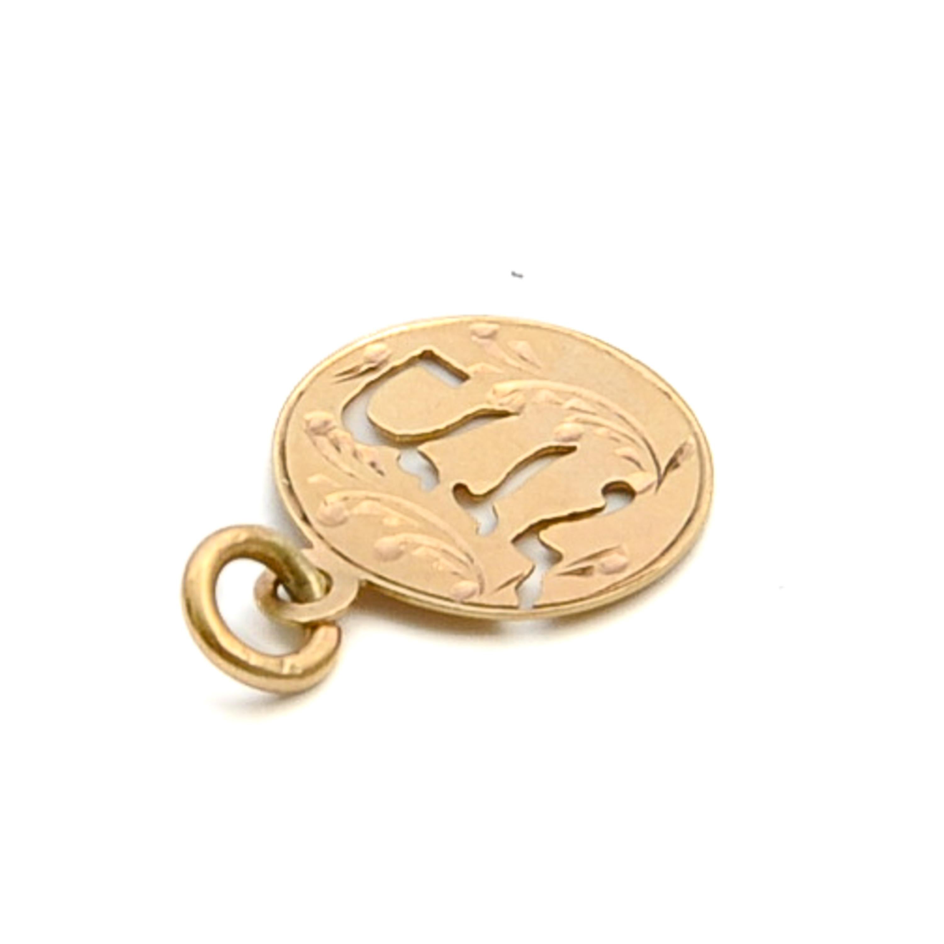 Vintage 9K Gold Hebrew Coin Charm Pendant In Good Condition In Rotterdam, NL