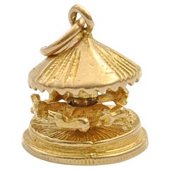 Vintage 9K Gold Horse Carousel Charm Pendant