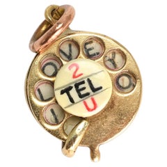 Vintage 9k Gold "I Love You" Telephone Charm, Circa 1963
