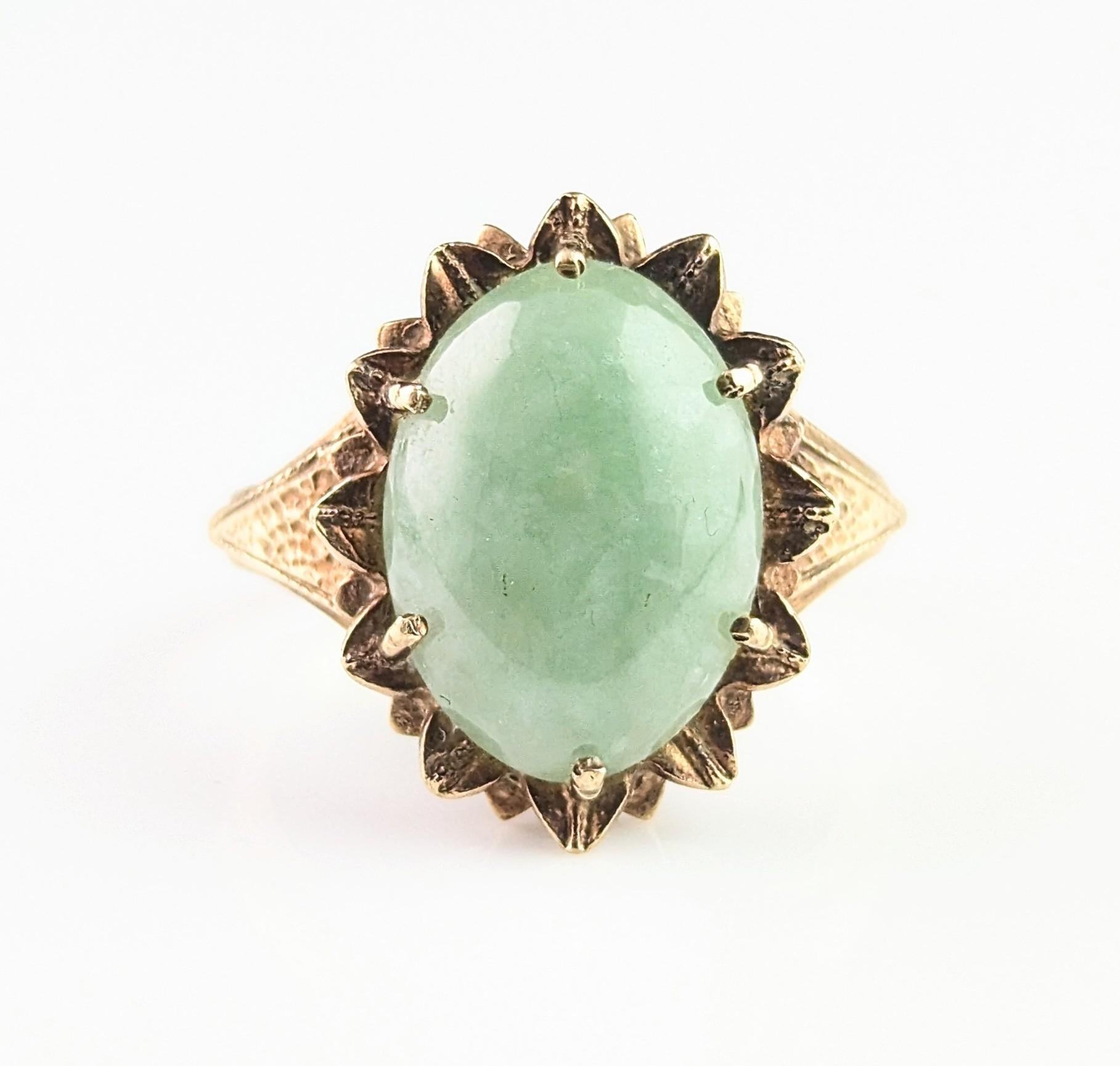 Vintage 9k gold Jade cabochon ring, 1970s For Sale 7