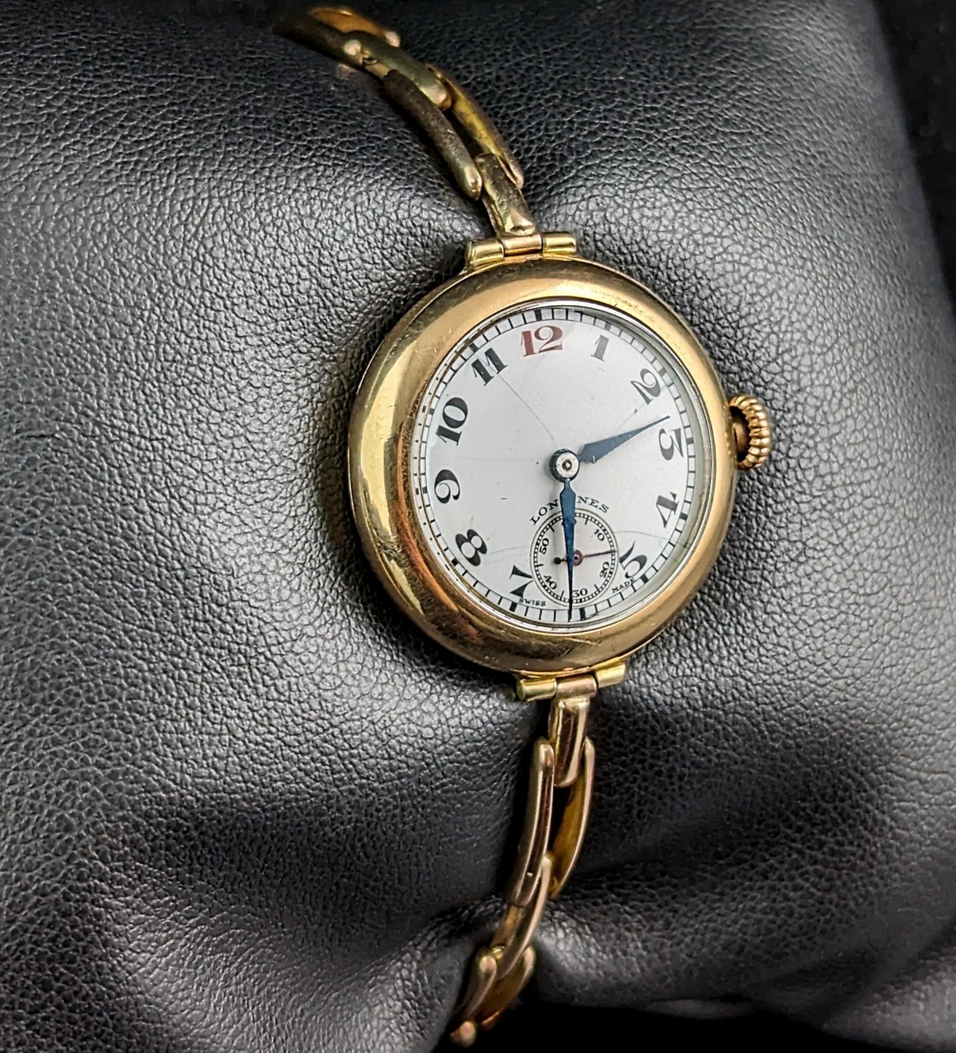 Vintage 9k gold Ladies Longines cocktail watch, bracelet strap  6
