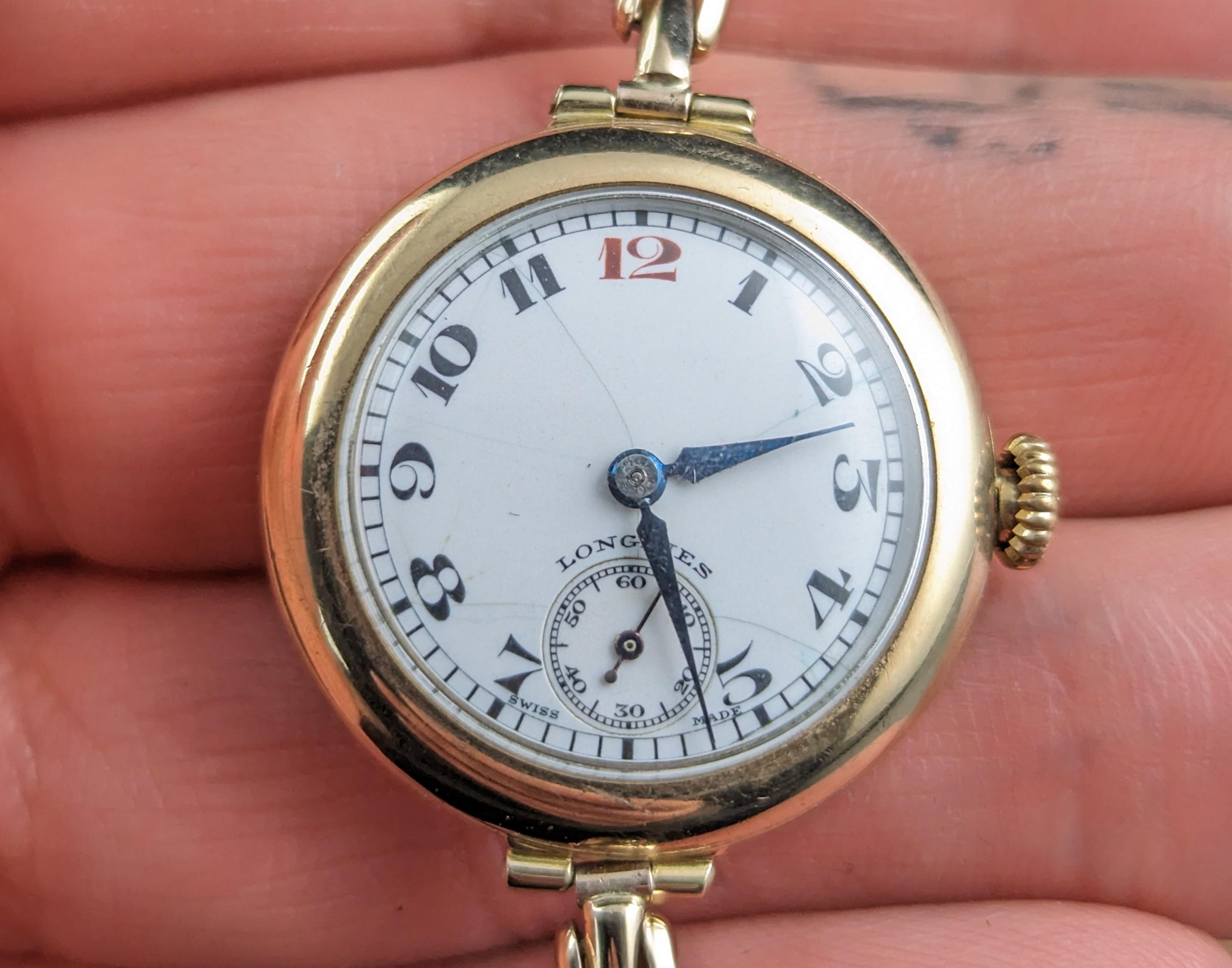 Vintage 9k gold Ladies Longines cocktail watch, bracelet strap  In Fair Condition In NEWARK, GB